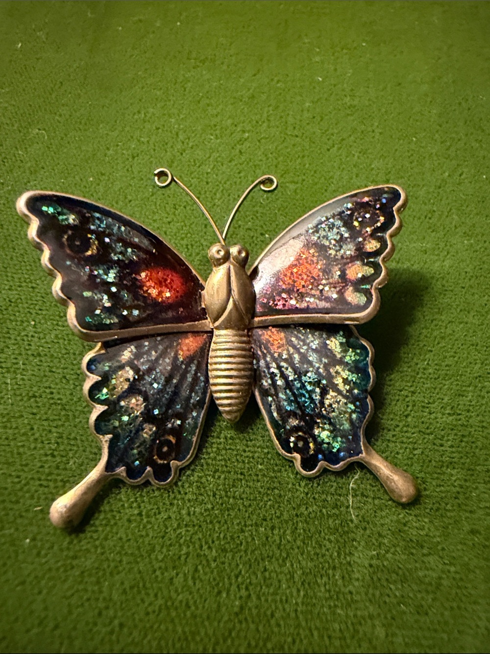Vintage Butterfly Brooch in Multicolor Glitter